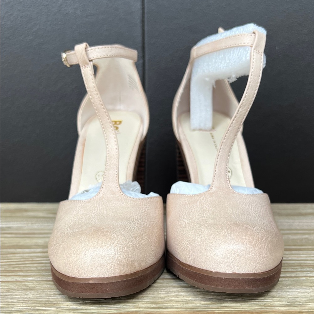 BC Footwear Nude T-Strap Heels - Picture 3 of 7